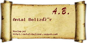 Antal Belizár névjegykártya